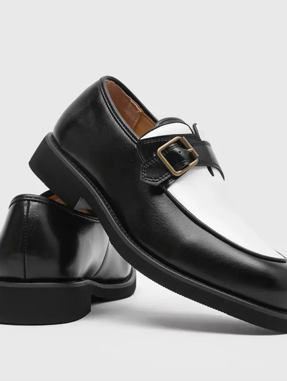Men's Two-Tone Black and White Leather Loafers